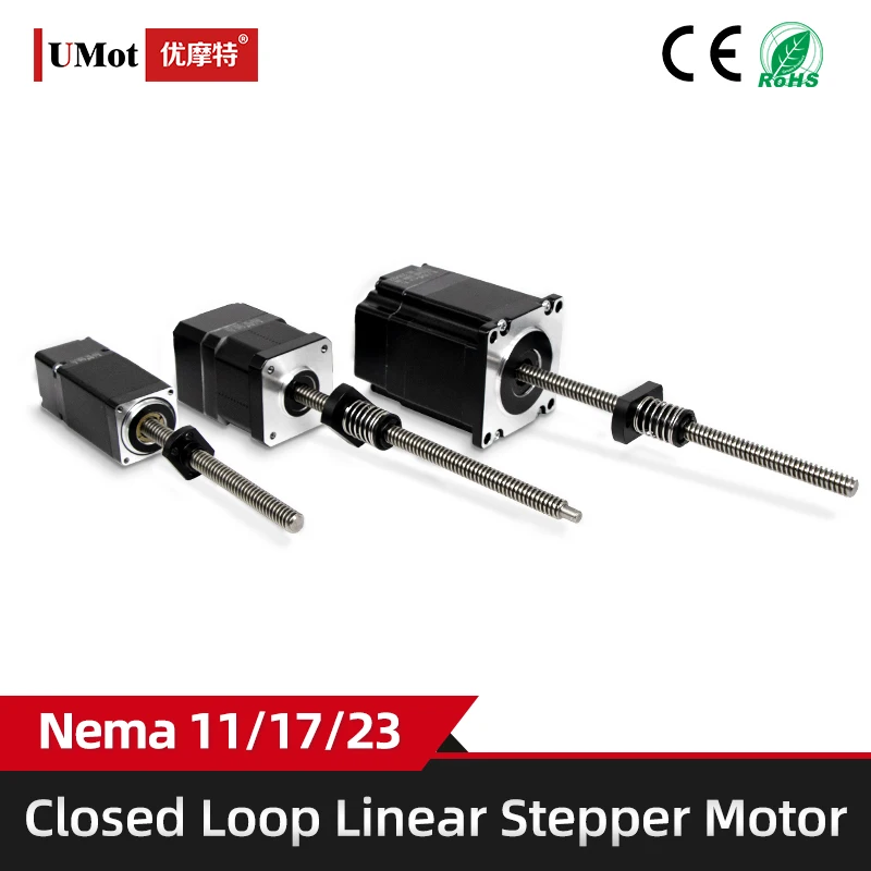 UMOT High-Accuracy ±0.01mm 28/42/57mm Nema11 Nema17 Nema23 Integrated Closed Loop T-Screw Linear Lead Stepper Motor With Encoder