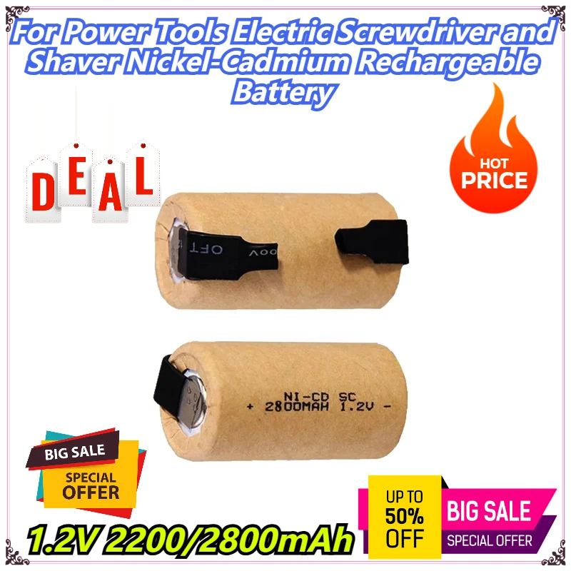 

1.2V 2200/2800mAh For Power Tools Electric Screwdriver and Shaver Nickel-Cadmium Rechargeable Battery