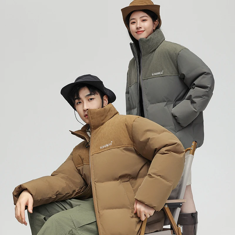 

Модная короткая куртка-пуховик 2025 года, новая модель, свободного кроя, утепленная, с воротником-стойкой, больших размеров, молодежная, из полиэфирного волокна, белая, Duc...