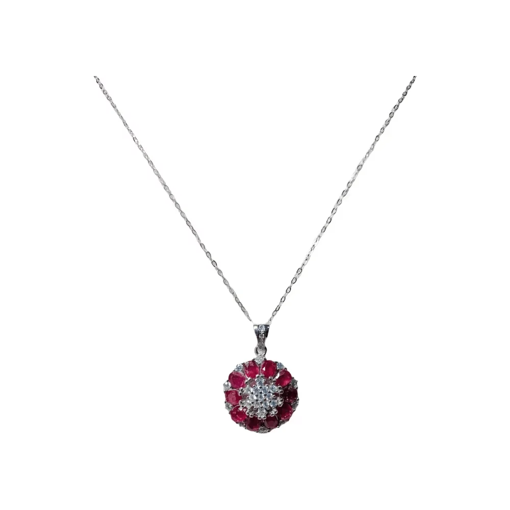 

ZECAA Ruby Fine Jewelry Woman Ruby Pendant With Natural Ruby Gemstone 3*4mm Silver Ruby Pendant Jewelry Silver Ruby Pendant