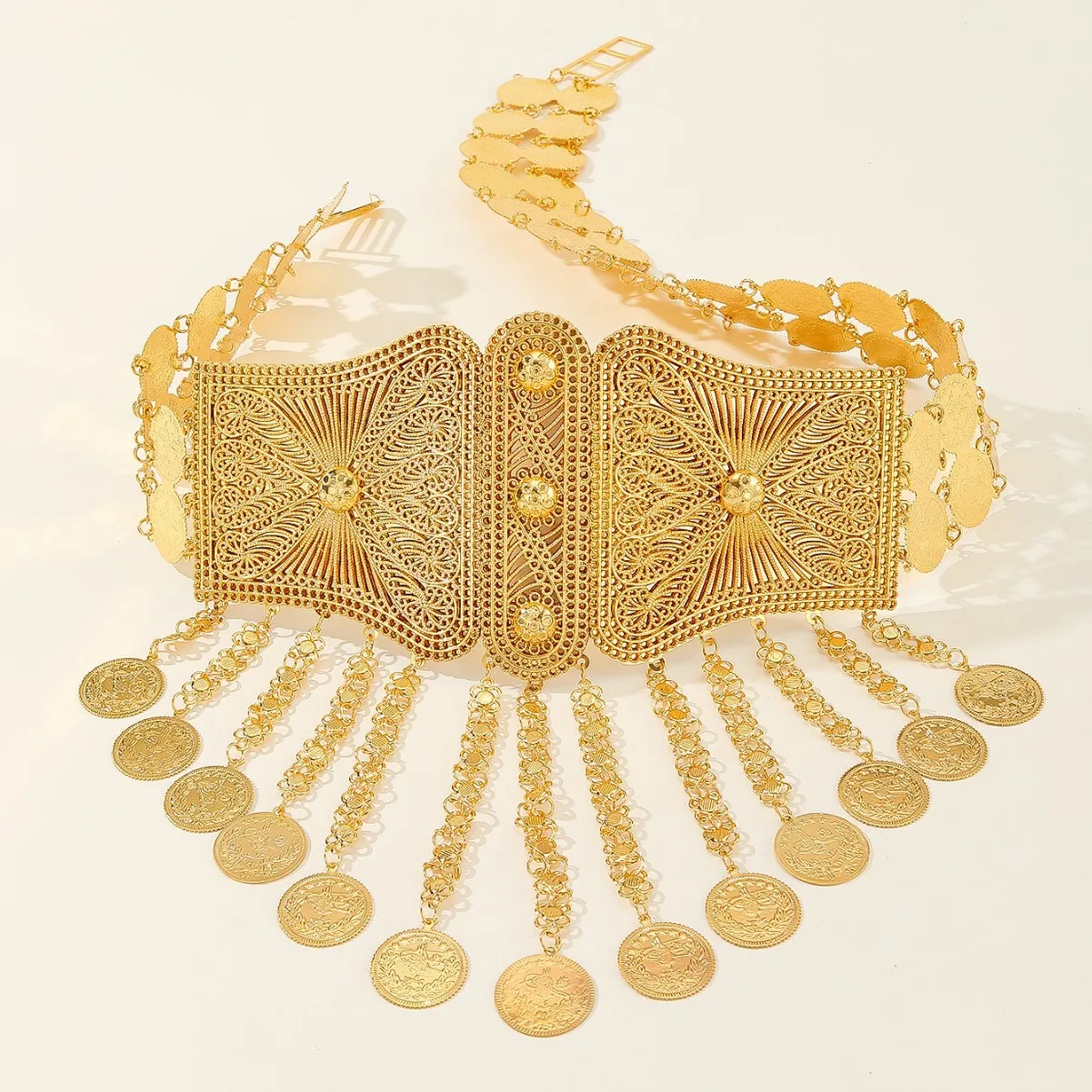 Waist Chain Alloy Coin Fringe Hollow Gold Body Belt Simple Women Exaggerated Decorative One Size