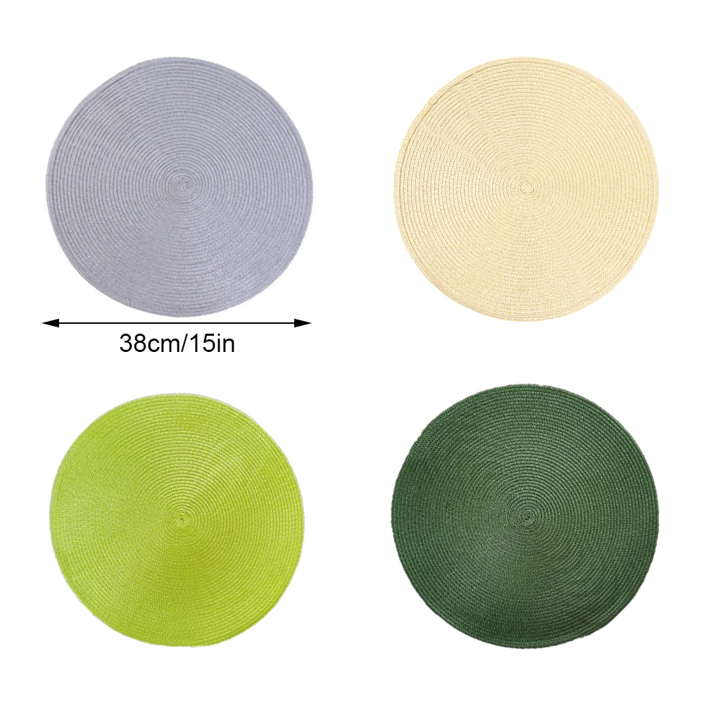 4x Elegant And Heat-Resistant Round Place Mats For Dining Stain Resistant And Colorful Easy Wash blackish green