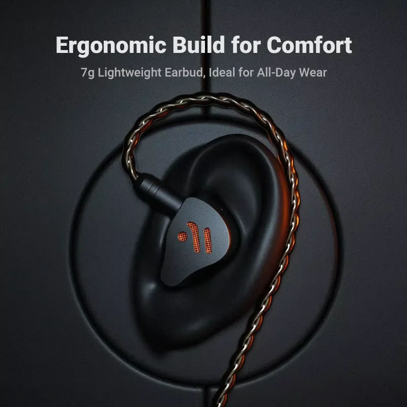Fosi Audio IM4 오픈백 IEM 이어폰, 인이어 모니터, 유선 이어버드, 10mm, 싱글 다이나믹 드라이버, 오디오파일용