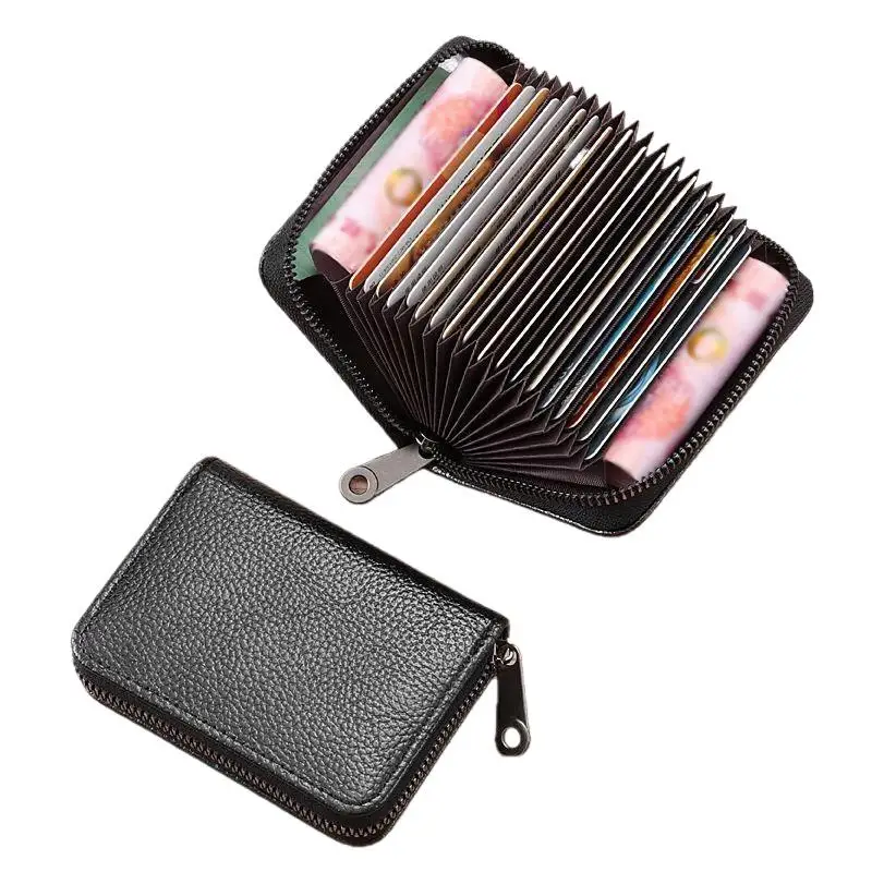 PU-Leder Kartenhalter für Damen und Herren, Kleine Reißverschluss-Geldbörse, Einfarbiger Münzbeutel, Mehrere Kartenfächer, Ausweis- und Kreditkartenetui – Detail 6