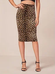 Leopard & Floral Print Pencil Skirt
