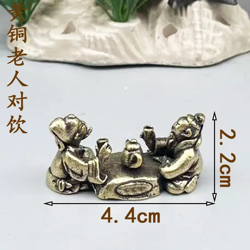 Tea Ceremony Chess Painting Calligraphy Bronze Sculpture Old Man Playing Chess Small Ornament Pure Solid Brass Figure Bronze Han