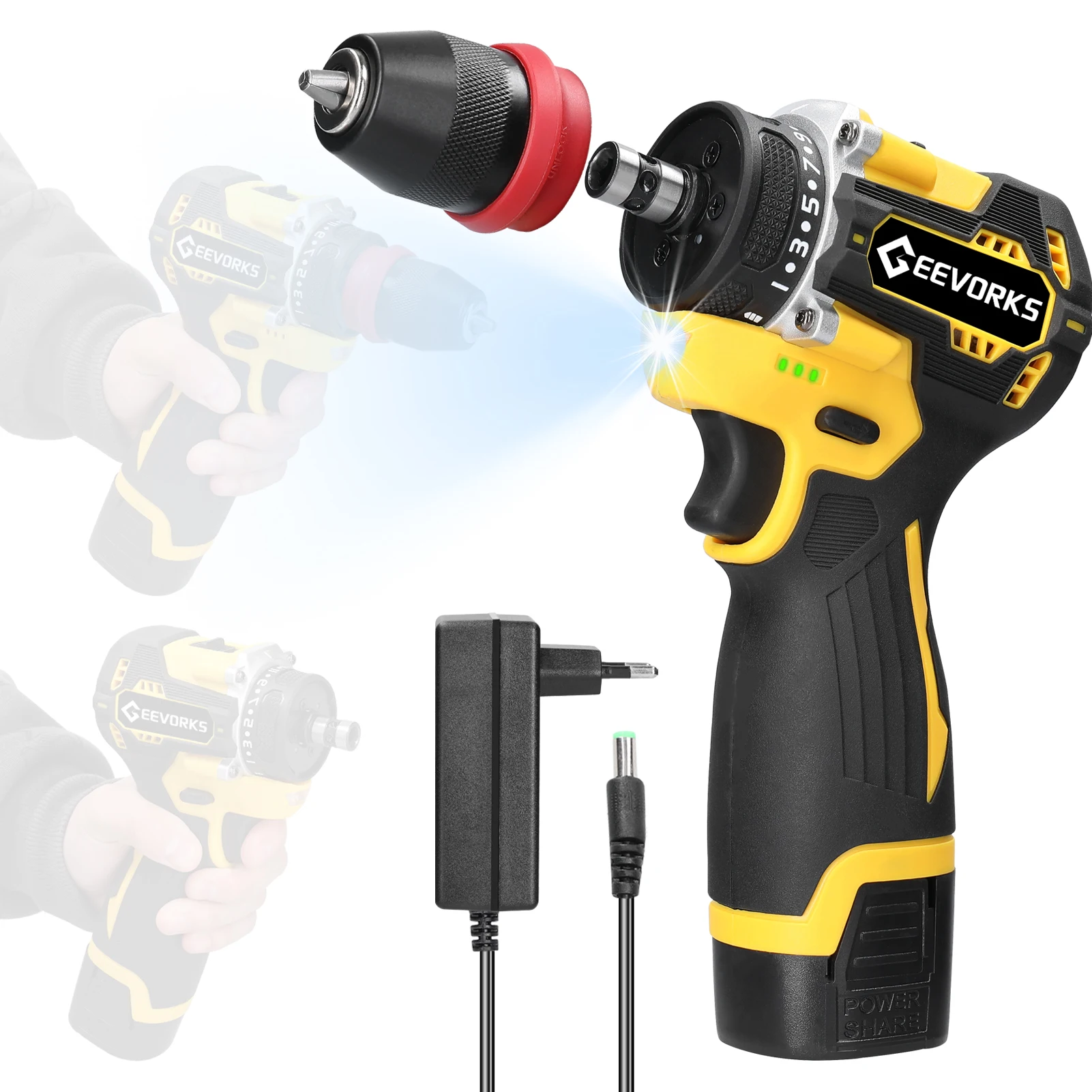 16.8V Brushless Lithium Battery Screwdriver 45 Torque Adjustable Mini Drill 1300mAh Rechargeable Screwdriver DIY Power Tool