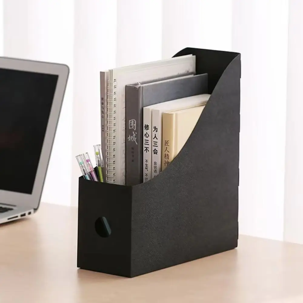 Multi-Tier Vertical File Organizer Plastic Material Folding Design Document Holder Adjustable Multi Functional Desktop Bookshelf