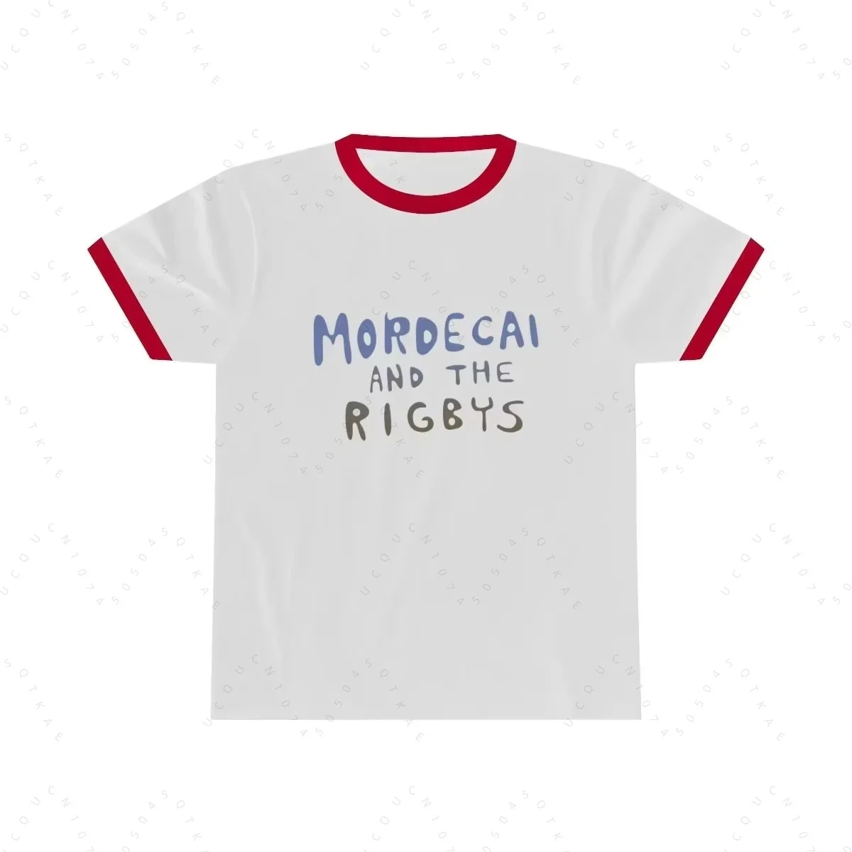 Mordecai Rigbys Ringer Tee Men White Red Collar Short Sleeve Cotton Graphic T Shirt Funny Cartoon Cosplay Top Casual Streetwear