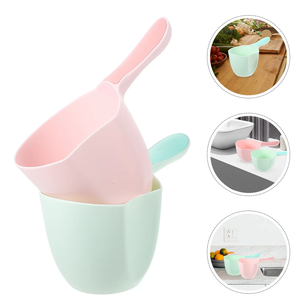 4 Pcs Bathing Water Scoop Baby Scooper Plastic Ladle Kitchen Ladles Long Handle Dipper