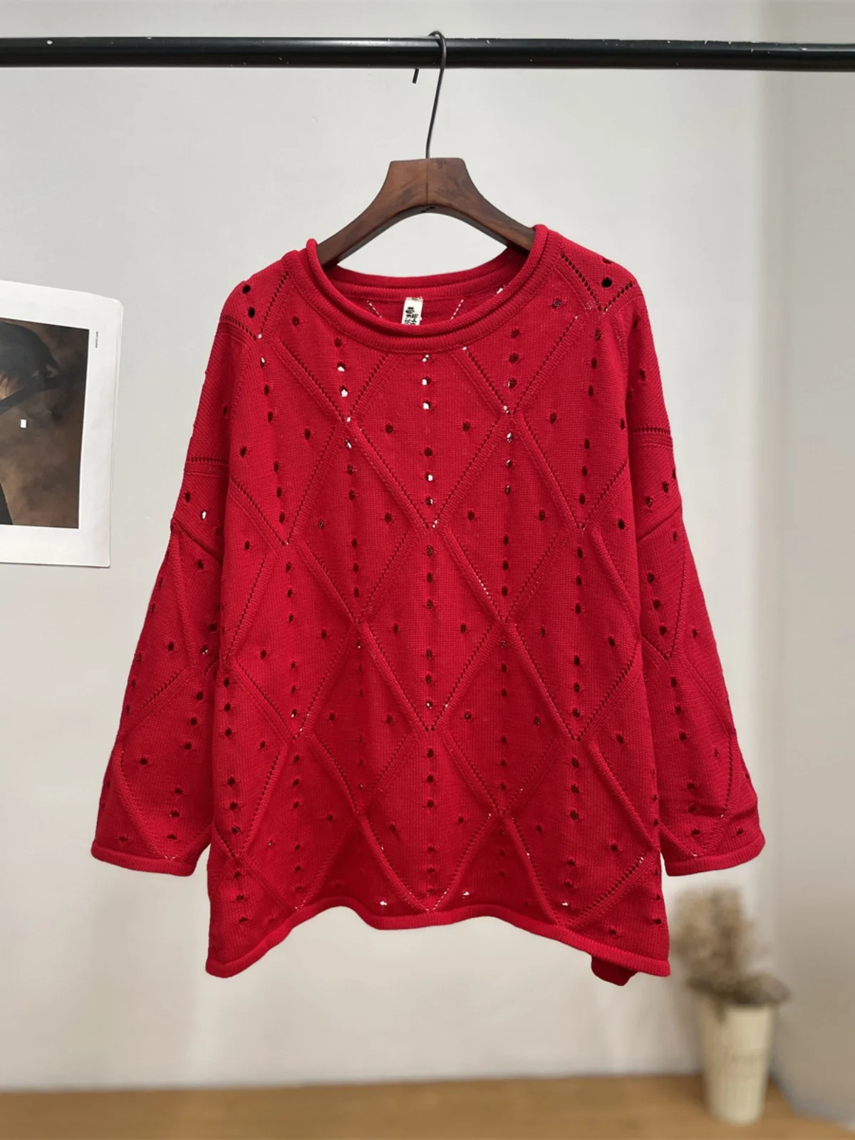 

Осенний новый повседневный ретро-свитер с ажурной вязкой, свободный, омолаживающий, универсальный, цветной, с манжетами