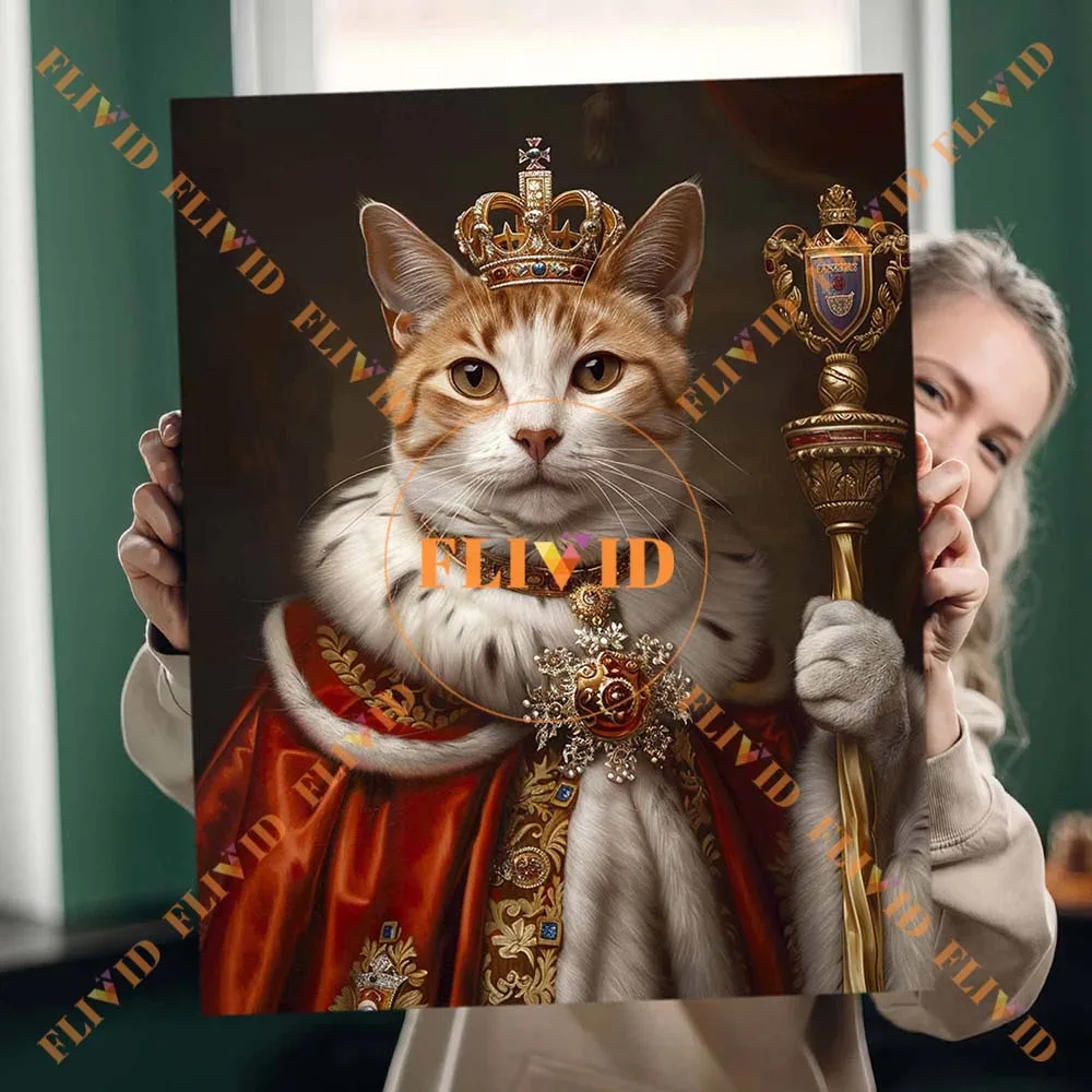 Custom Cat Dog Renaissance Portrait Vintage Royal Madam Poster Wall Art Canvas Painting Wall Pictures For Living Room Unframed
