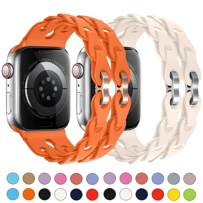 

Ремешок силиконовый для Apple Watch Ultra 2, спортивный браслет для iwatch Series 9 8 7 6 5 se 4 3, 49 мм 44 мм 45 мм 40 мм 41 мм
