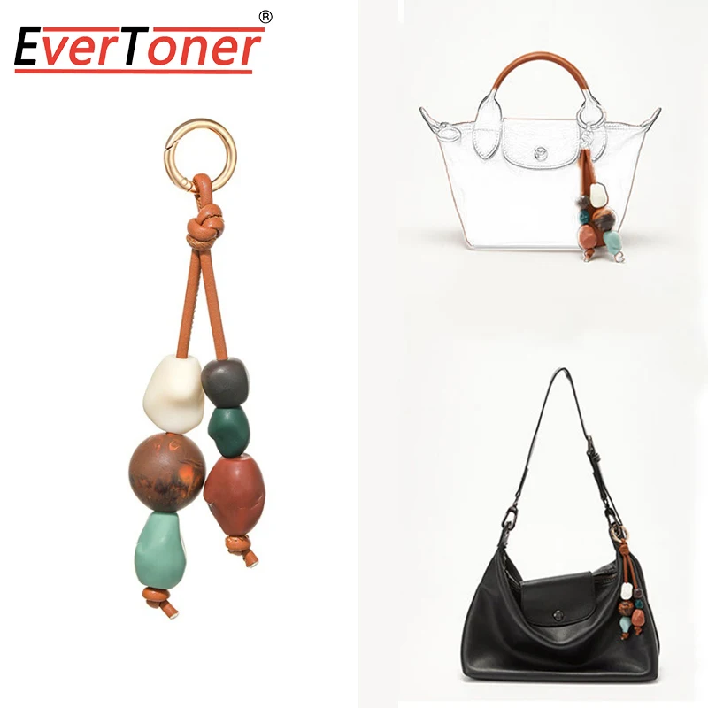 EverToner Charm Ceramic Bead bag Pendant for Long-chmp  H Bags new beaded keychain retro fashion high-end Bag Accessories