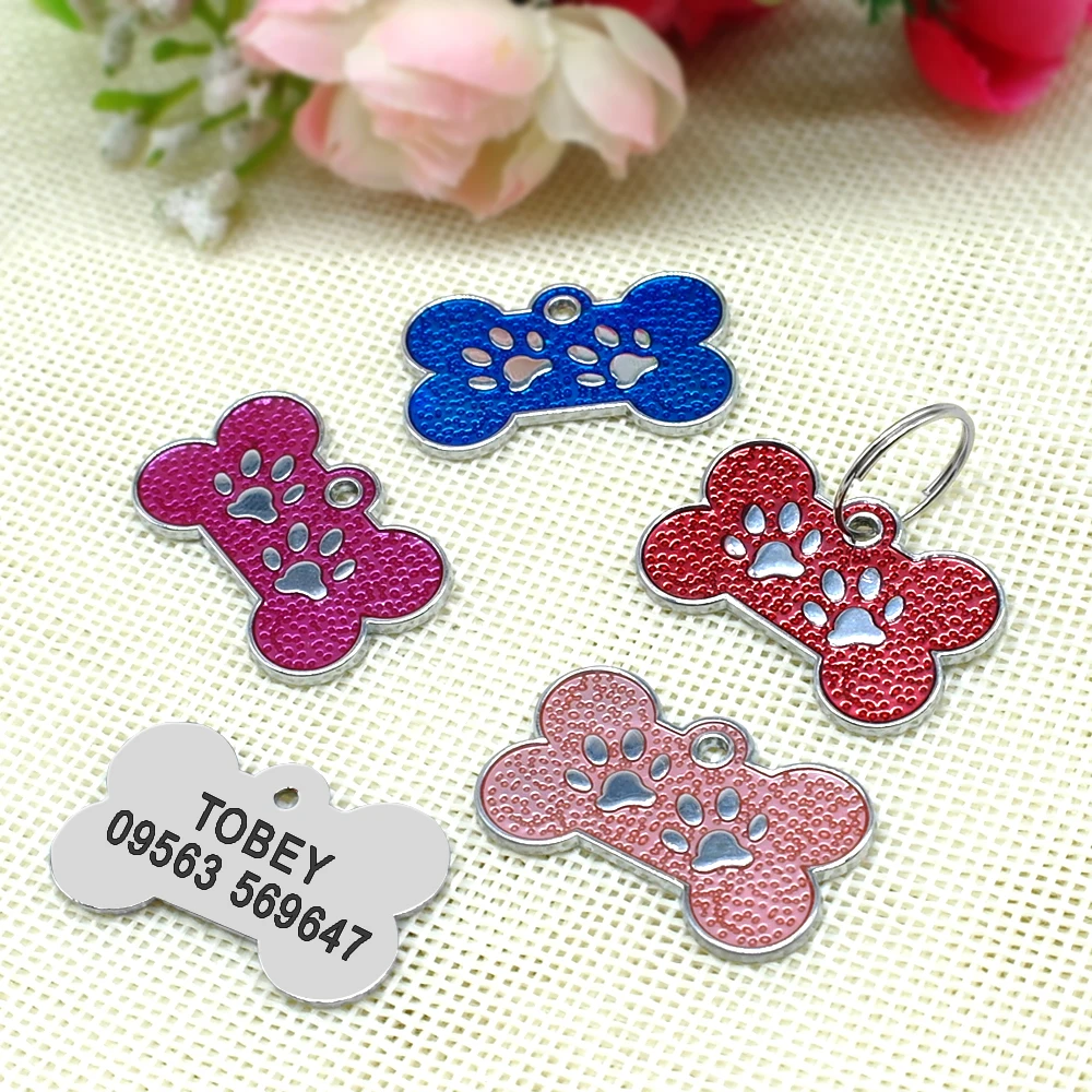 Anti-lost Dog ID Tag spersonalizowane psy kot tagi w kształcie kości dostosowane Pet tabliczka znamionowa dla obroża naszyjnik bezpłatny prezent