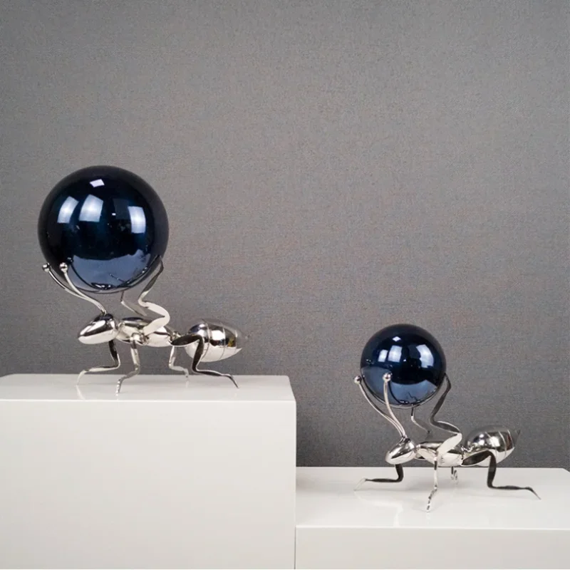 

Metal Handicrafts Simulated Animal Sculpture Ants Silver Insect Decorative Figurines Home Decoration Accessories