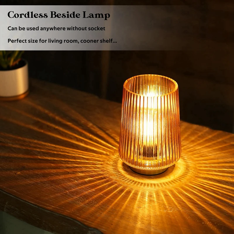 Battery Operated Lamp Table Lamps For Bedroom, Cordless Battery Powered Lamp With LED Bulb