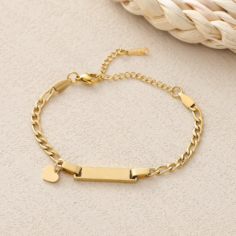 Custom LOGO Stainless Steel Bracelet Laser Name Hand Chain Personalized Gift For Women Lovers