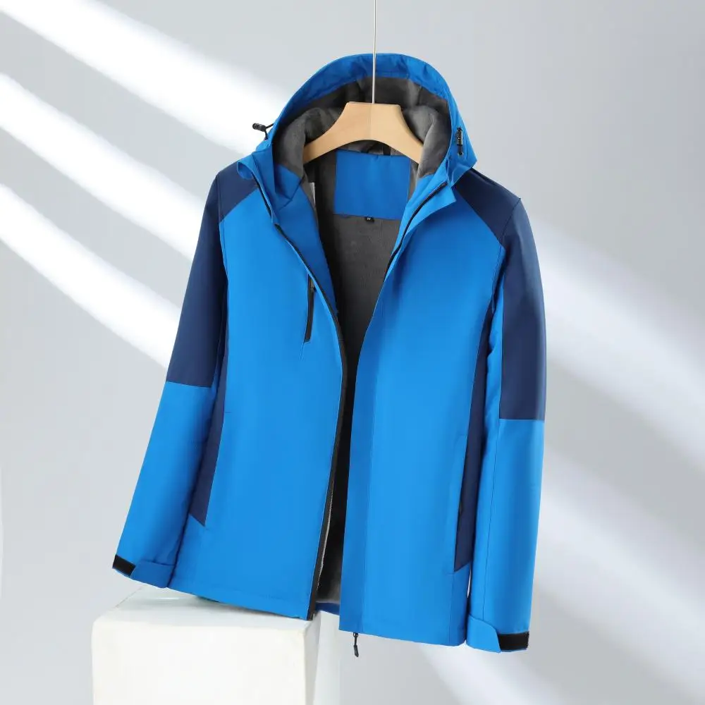 New Men Winter Fleece Warm Detachable Hooded Jacket Customized LOGO Casual Outdoors Windproof Jacket Male Coat LS-558