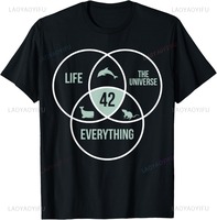 Life The Universe and Everything 42 Answer To Life T-Shirt Streetwear Short Sleeve Casual Fashion Loose Man Tshirt Harajuku Tees