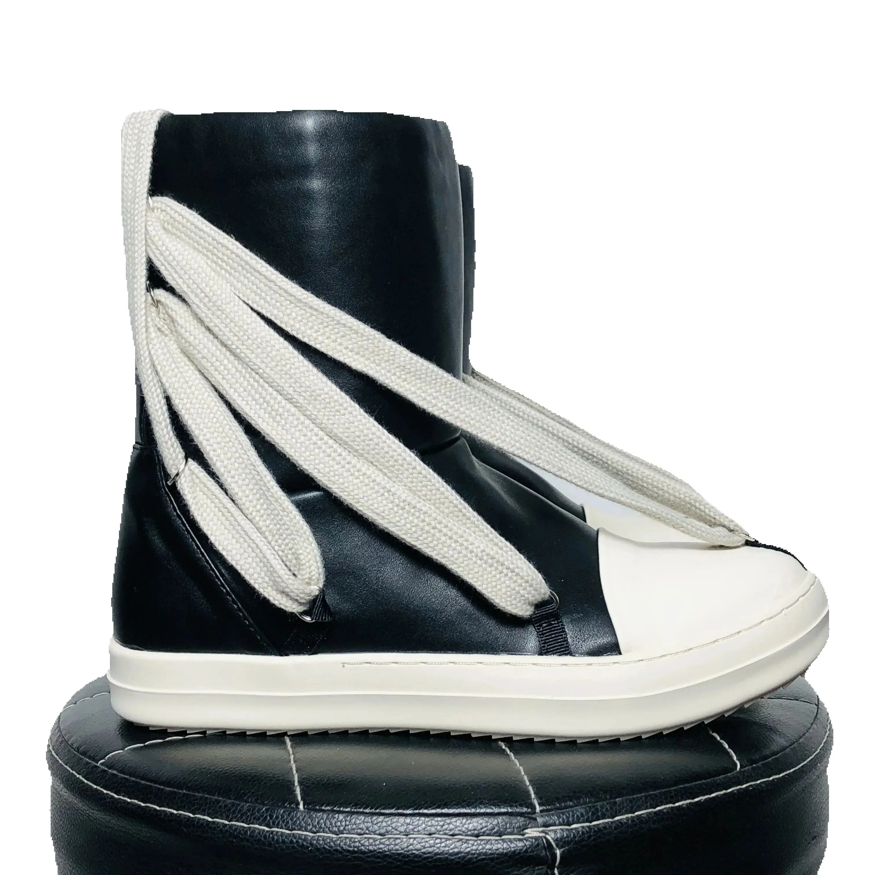 Owen Seak 여성용 스노우 부츠, 남성용 하이탑 점보 레이스업 가죽 스니커즈, 럭셔리 트레이너, 겨울 블랙 슈즈