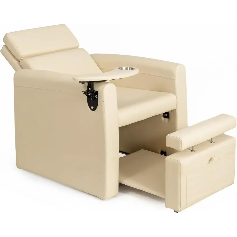 Electric Pedicure Chair w/Adjustable Backrest, Movable Cup Holder & Hidden Storage Platorm, ull-loor Support Pedi Station or Pro