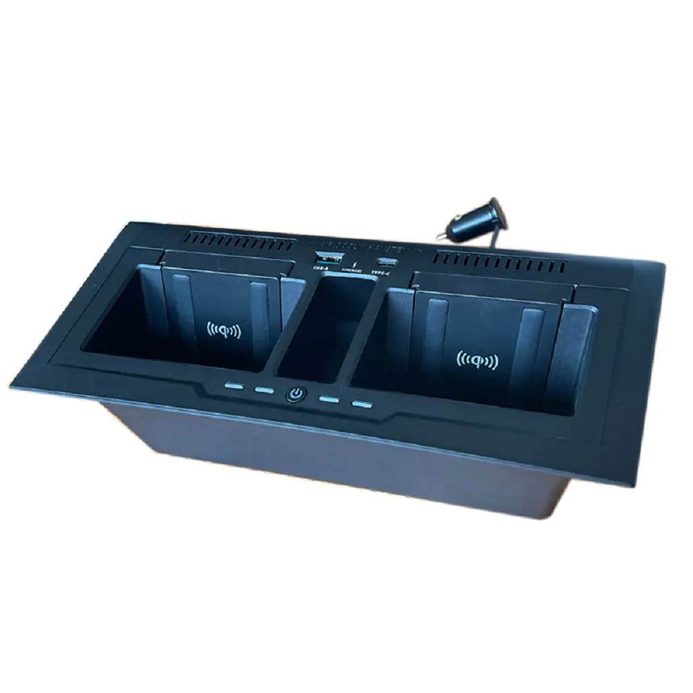 ABS Black Wireless Fast Charger Tray Pad Fits For LR Defender 90 110 130 2020 2021 2022 2023 2024 2025
