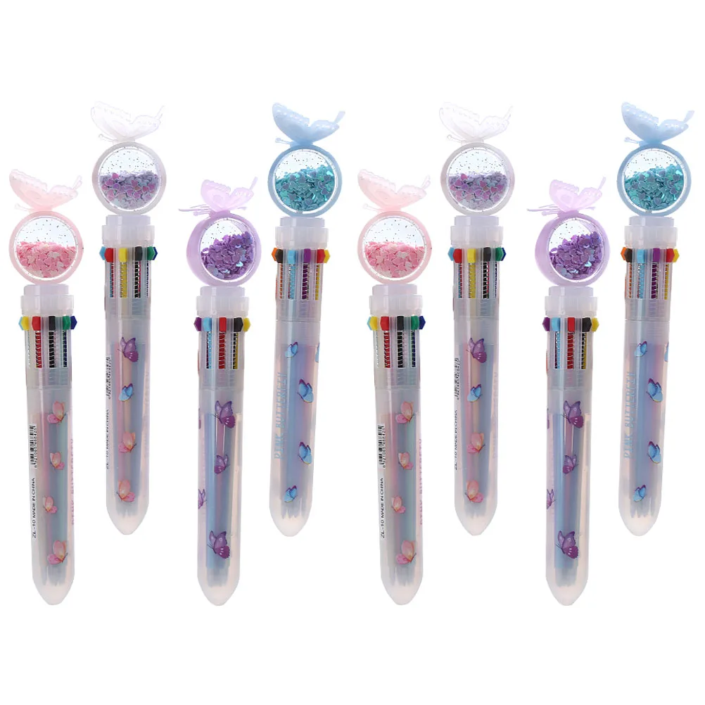 

8 Pcs Ballpoint Pen Multi Colored Pens Multiple Colour Cute Retractable Multicolor