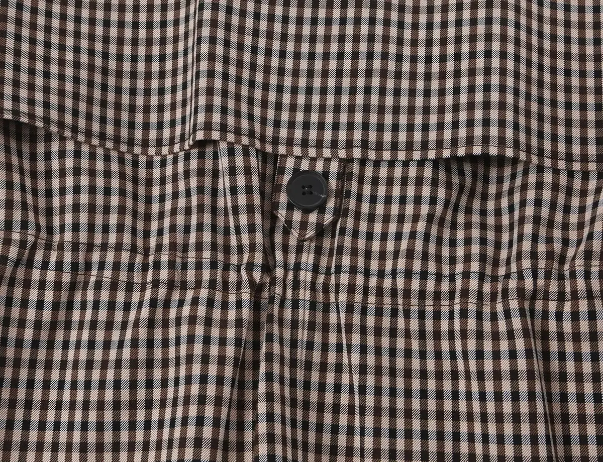 TFMLN Damen-Trenchcoat im Karomuster, Jacke mit Kordelzug zur Taillenbetonung, Umlegekragen, lockerer Schnitt, lange Ärmel, Knopfleiste, modische Oberbekleidung. – Detail 10