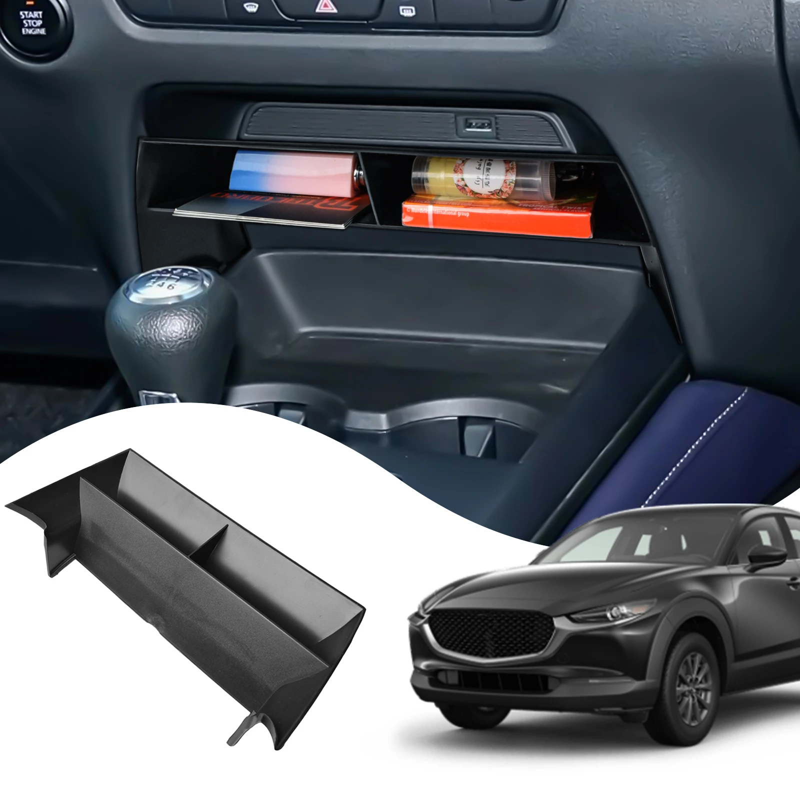 Center Console Organizer Tray for 2020-2024 Mazda CX-30 Center Armrest Glove Storage Box Car Storage Interior ABS Accessories