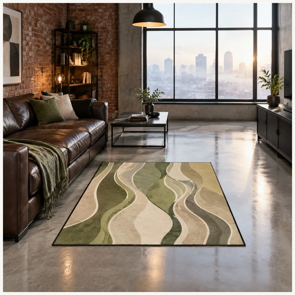 VIKAMA Abstract Aerial Terrain Door Mat, Soft Touch Non Slip Flannel Rug, Modern Minimalist Floor Mat for Porch, Garden Room