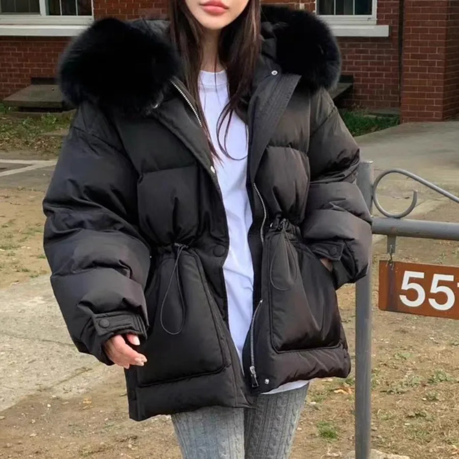

Korean Sle Casual Thiened ort Quilted Jaet Women's Coat with Hood Slimming Padded Cotton Outerwear Autumn Winter