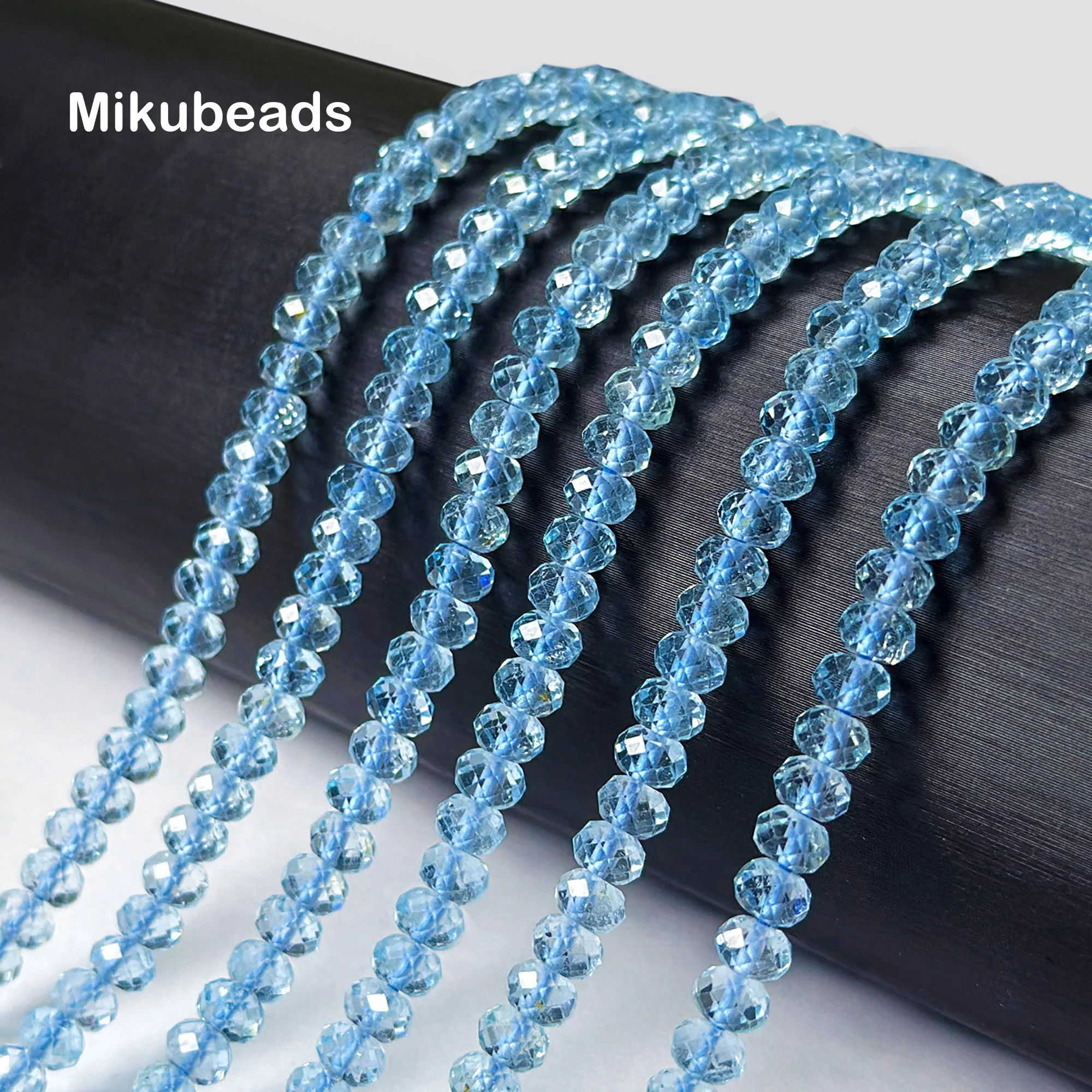 Оптовая продажа, натуральный 7А, синий топаз, 3*4,5 мм, граненые рондели, свободные бусины для изготовления ювелирных изделий, ожерелье, браслет, Mikubeads Оптовая продажа, натуральный 7А, синий топаз, 3*4,5 мм, граненые рондели, свободные бусины для изготовления ювелирных изделий, ожерелье, браслет, Mikubeads