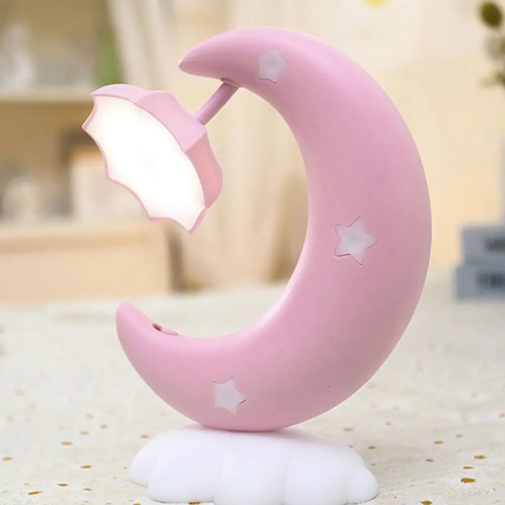 Eye Protection LED Desk Lamp, Sweet Princess Wind, Moon Shape, Table Lamp, Decoração Perfeita, Prático