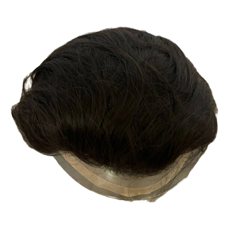 Toupee สําหรับชาย MONO & PU ลูกไม้ด้านหน้า 100% Human Hair Capillary Prosthesis ชายวิกผมเส้นผมธรรมชาติ 2024 ใหม่ผู้ชาย Toupee