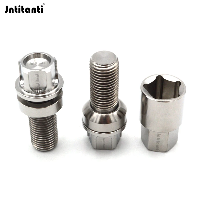 

Jntitanti anti-theft Auto fasteners high quality Customized CNC machined Gr.5 TitaniumWheel bolt with 1key M14*1.5 For VW AUDI