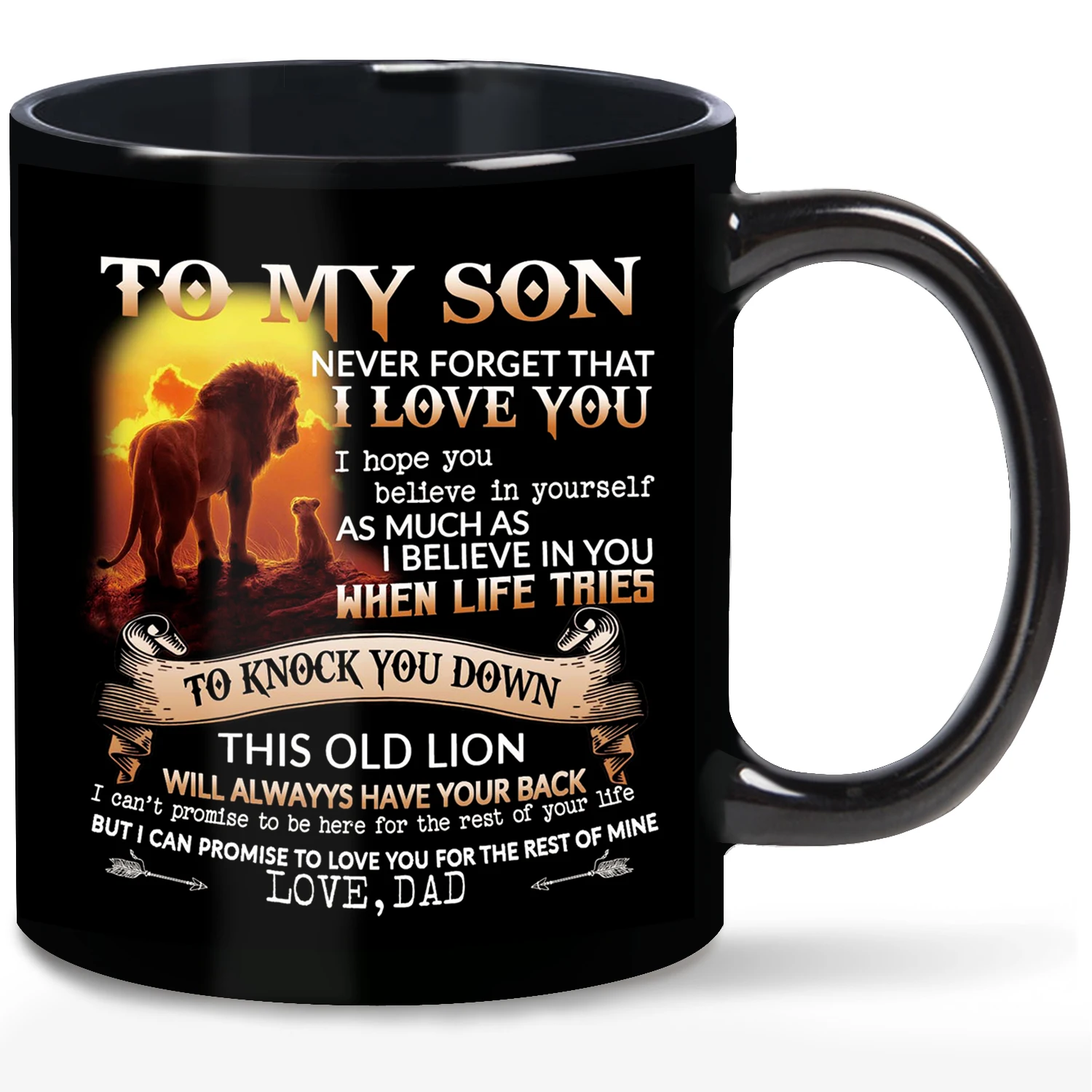 Taza de café con mensaje "I Love You", regalo de Navidad para mi hijo de papá, taza de León, 11OZ, 1 ud.