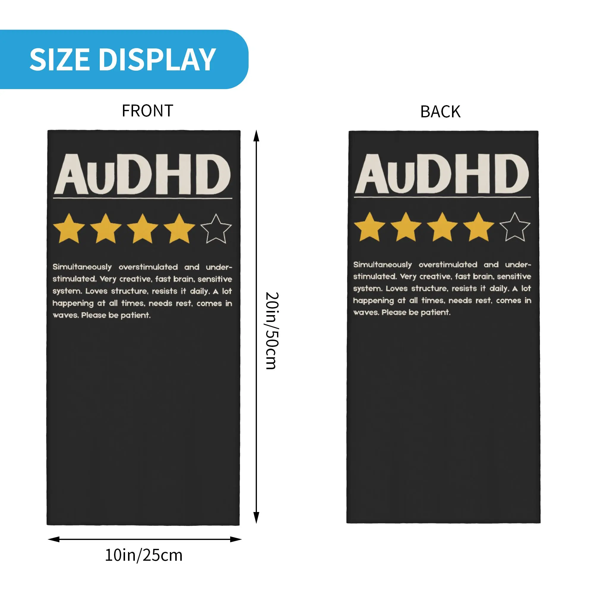 AuDHD Star Review Mental Health Bandana Neck Cover Balaclavas Face Mask Scarf Printed Humorous Headwear Outdoor Men Women Adult