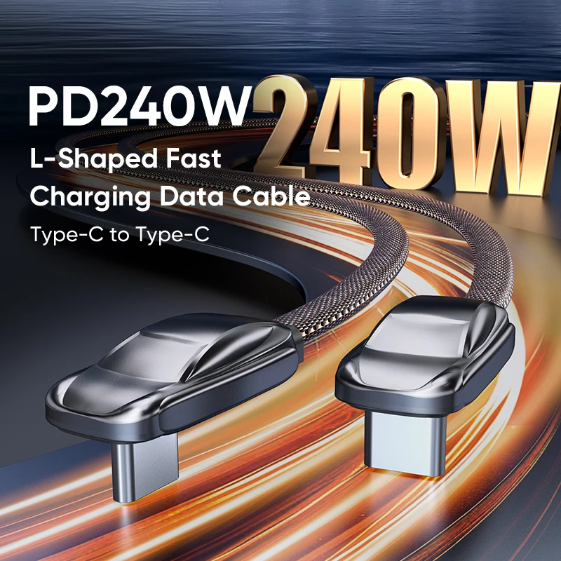 240W USB C To Type C Cable 90 Degree Elbow Mobile Phone Fast Charging For iPhone 17 16 15 Xiaomi Realme Phone Charging Cord
