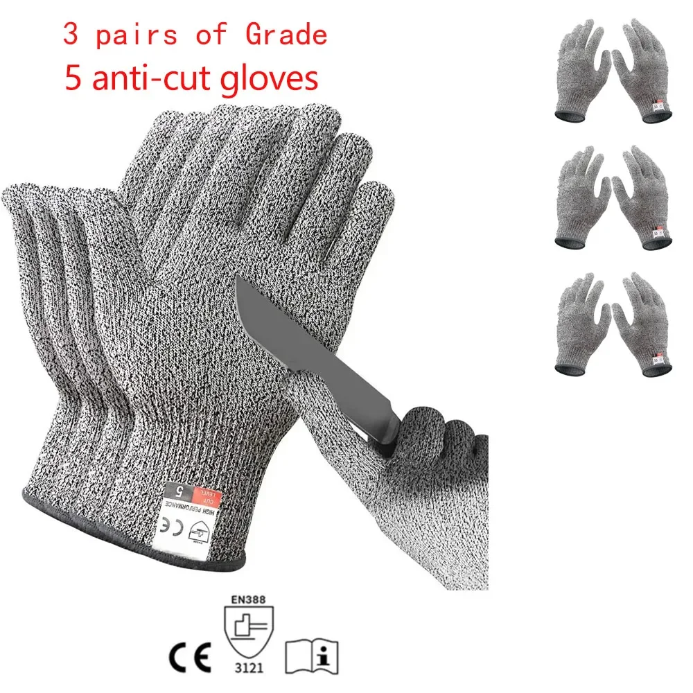 HPPE-Anti-Schnitt-Handschuhe der Stufe 5, Küche, Garten, Anti-Schnitt-Strickhandschuhe, Anti-Dorn, verschleißfeste Glasschnitthandschuhe