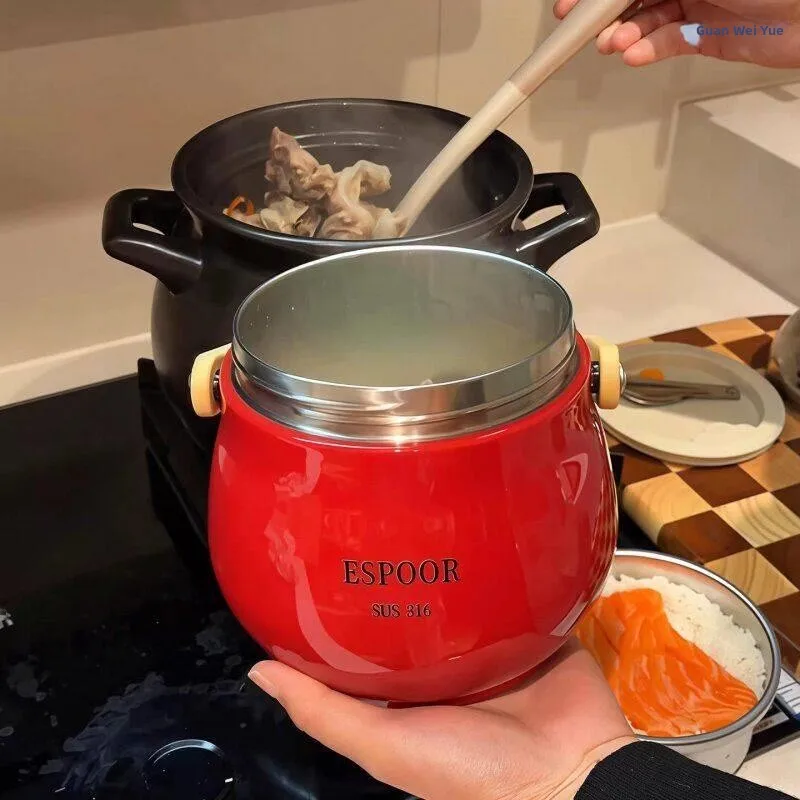 

Portable Large Capacity Stainless Steel Insulated Lunch Box Bucket Food Grade for Office Workers Students Easy to Clean High ...