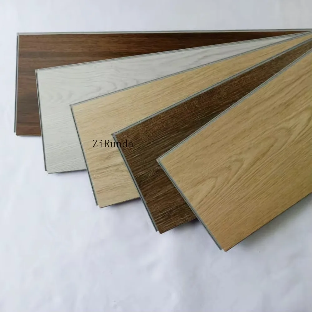 Lantai plastik SPC motif anyaman tangan 7 x48 yang tahan lama dan dapat disesuaikan