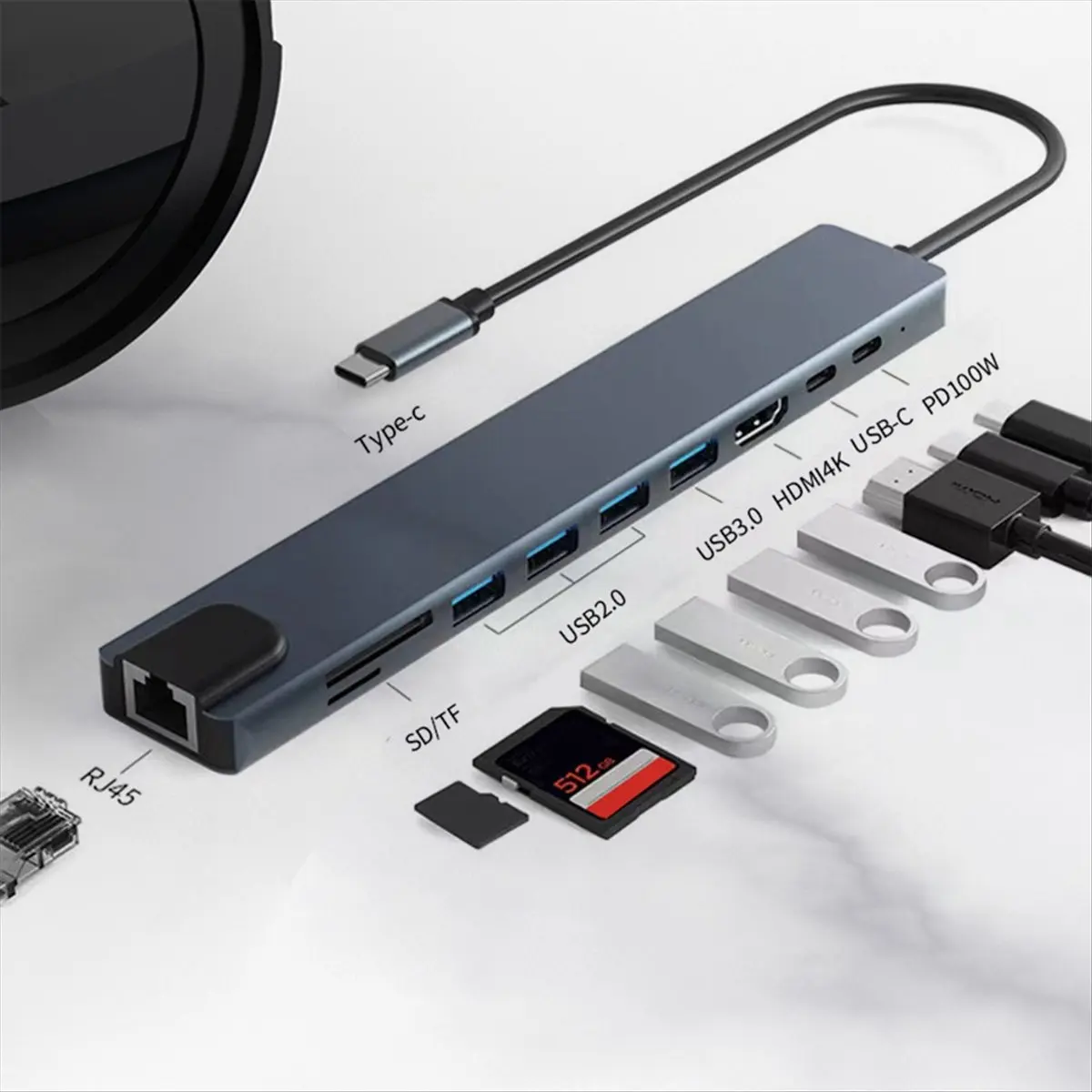 

10 in 1 USB C Docking Station USB HUB Type C Splitter USB C to HDMI-Compatible Adapter PD100W