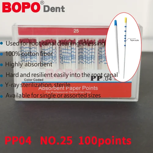 Imagen 2 del producto Puntos de papel absorbentes dentales, puntas de papel endodóntico estériles de tamaño mixto para conducto radicular, materiales de relleno para odontología f1-f5 04 15-40 #