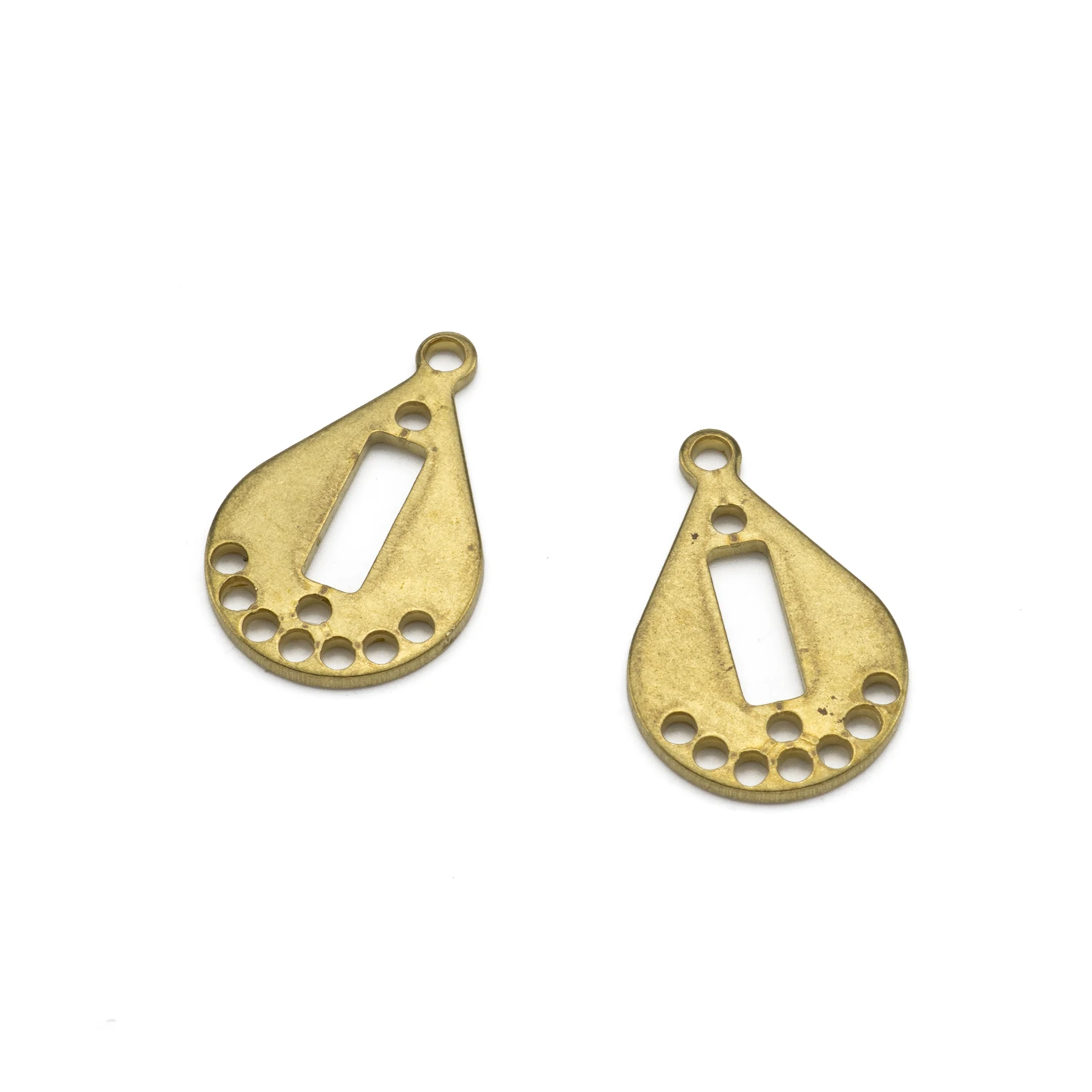 

20Pcs Raw Brass Waterdrop Earring Component Pendant Holes Eardrop Accessories Necklace Charms Diy Making Jewelry Finding