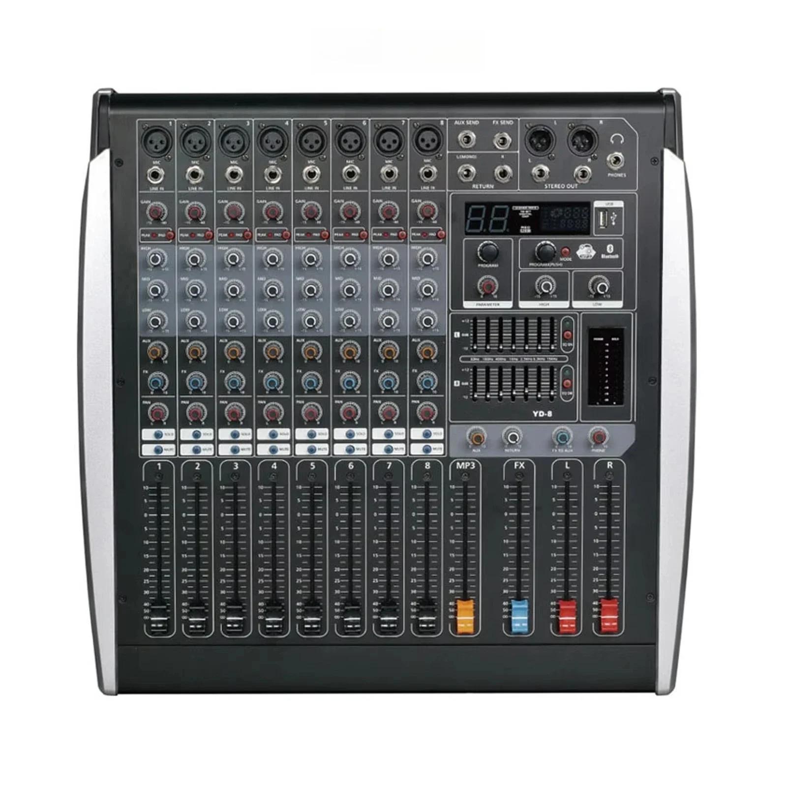 YD-6/YD-8/YD-12/YD-16 Sound Amplifier Mixer 350W/600W*2CH With 6/8/12/16 Channels 16 DSP Effects/2*7 Band EQ