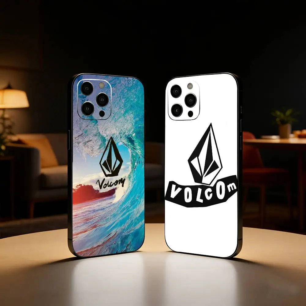 

V-Volcom Logo Phone Case For iPhone17,16,15,14,13,12 Plus,Max Soft Silicone Black Cover