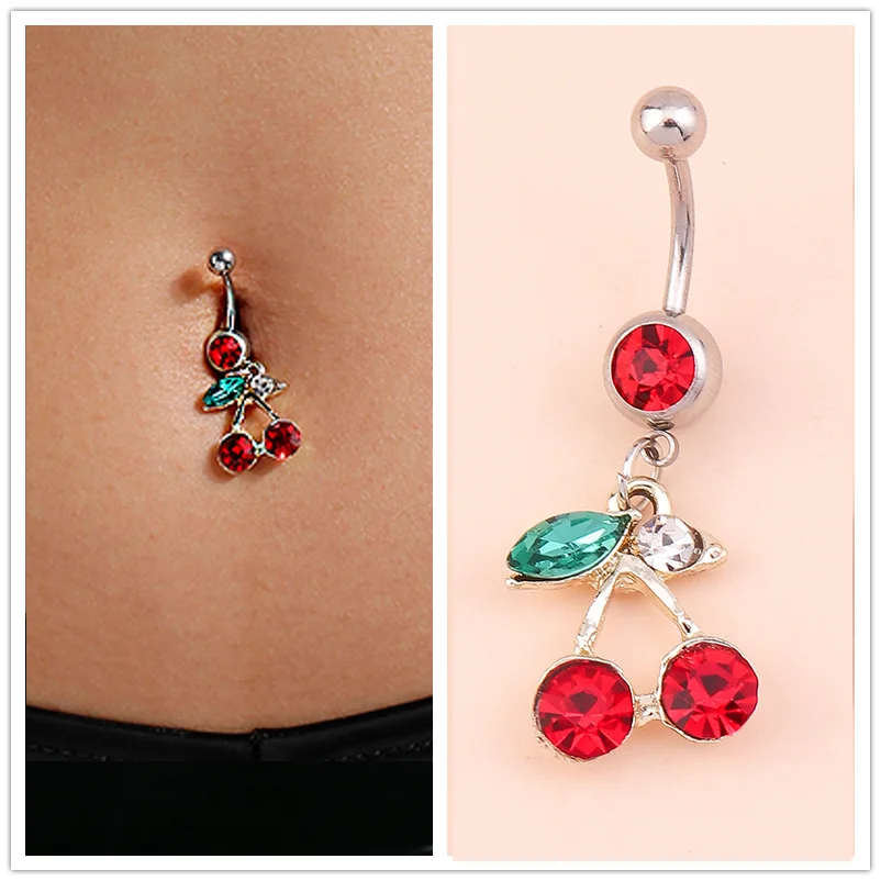 Aihua Fashion Animal Heart Shell Moon Eye Crystal Bell Button Rings for Women Piercing Navel Button Rings Sexy Body Jewelry