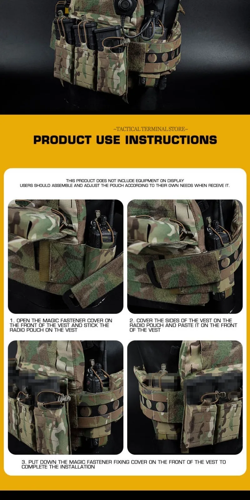 Taktische Weste V2 Seitentasche Elastische Funkgerätehalterung Magazintasche Airsoft Jagdwesten-Ausrüstung Funkgeräte-Seitentasche – Detail 5