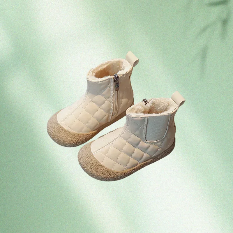 

Зимние детские ботинки для маленьких девочек, повседневная обувь, уличная непромокаемая детская плюшевая хлопковая обувь, ботильоны для мальчиков на мягкой подошве